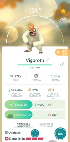 Pokemon vigoroth shyni - go,