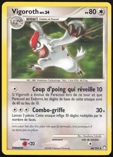 Carte pokémon vigoroth - vigoroth, 68/123