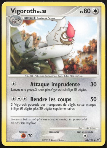 Carte pokémon vigoroth - carte, 64/127