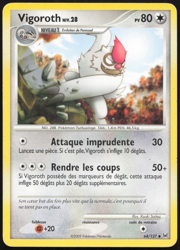 Carte pokémon vigoroth 127 - carte, 64/127
